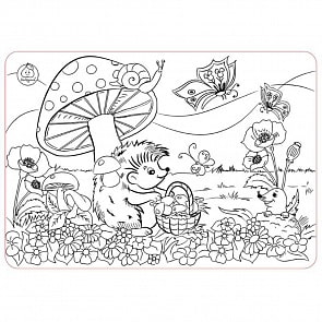 Коврик-раскраска маленький Ёжик, размер 48 х 33,5 см. (ЯиГрушка, 59890)