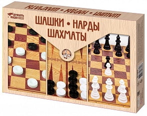 Игра настольная - Шашки, Нарды, Шахматы, большие (Десятое королевство, 03872ДК)