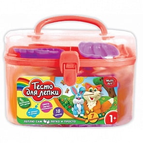Тесто для лепки – Саквояж, 18 цветов, с аксессуарами (MultiArt, 2115-PDsim)