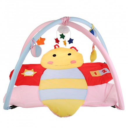 Коврик детский с мягкими погремушками на подвеске - Пчелка 