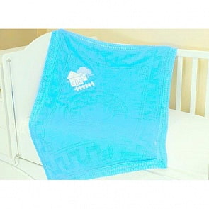 Плед вязанный UPS PUPS USNS14-01 с аппликацией Домик, 95*115 (акрил, бирюзовый)