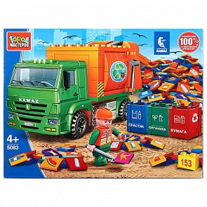 Конструктор Город мастеров – Камаз мусоровоз на свалке, с фигуркой, 153 детали (Город мастеров, 5083-KK)