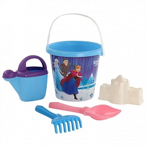 Набор Disney Холодное сердце №13: ведро большое с наклейкой, лопата №6, грабли №6, формочка, лейка №10 (Полесье, 67319) (ассортимент)
