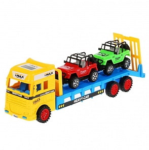Трейлер инерционный с 2-мя машинками, разные цвета (1908A107) (ассортимент)