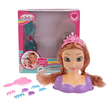 Кукла-манекен для создания причесок – Принцесса в фиолетовом платье с аксессуарами 
