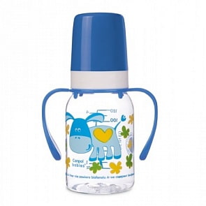 Бутылочка тритановая Cheerful animals с ручками с силиконовой соской, 120 мл, 3+, ослик (Canpol babies, 11/823_250930064)