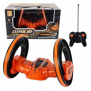 Трюковая двухколёсная машина-перевёртыш Драйв на радиоуправлении, 27MHz, вращение на 360°, со светом, c АКБ, оранжевый (1Toy, Т10944)