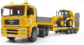 Bruder Man прицеп-платформа с колёсным экскаватором-погрузчиком JCB 4CX (Bruder, 02-776) Bruder Man прицеп-платформа с колёсным экскаватором-погрузчиком JCB 4CX (Bruder, 02-776)