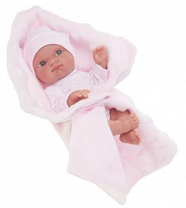 Кукла-младенец - Берта на розовом одеяле, 21 см (Antonio Juans Munecas, 3905P)