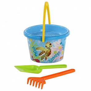 Набор Disney/Pixar В поисках Немо №6: ведро среднее с наклейкой, ситечко, лопатка, грабельки (Полесье, 66923) (ассортимент)