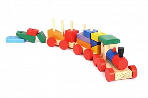 Деревянный конструктор-паровозик, окрашенный (Paremo, PE117-19)