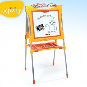 Большая двусторонняя доска-мольберт для рисования и 60 аксессуаров (Smoby, Франция, 28048)