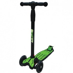Трехколесный самокат – Next, светящиеся колеса 12 и 7,6 см, черно-зеленый (Next, S048-2sim)