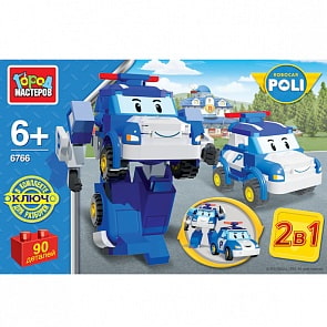 Конструктор 2-в-1 – Робот-полицейская машина, 90 деталей (Город мастеров, BB-6766-Rsim)