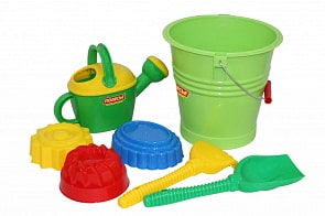 Набор №538: ведро №5, лопата №6, грабли №6, 3 формочки–пирожные,  лейка №8 (Полесье, 51912)