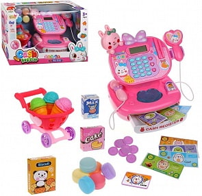 Касса - Зайка с аксессуарами, свет, 17 предметов (Наша Игрушка, YY6001-1)