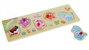 Деревянная рамка с вкладышами - Секретики Смешариков (Мир деревянных игрушек,  Р295)