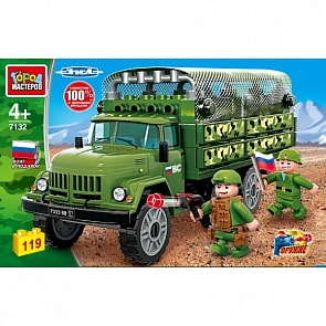 Конструктор из серии Армия - Зил-130 с тентом, с фигурками, 119 деталей (Город мастеров, 7132-KK)