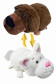 Мягкая игрушка из серии Вывернушка 2в1 Шоколадный лабрадор-Белый Кот, 40 см. (1Toy, Т12699)