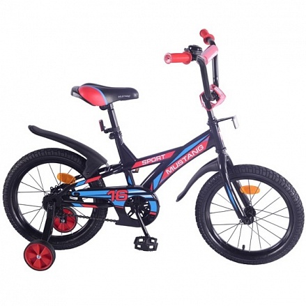 Детский велосипед 16", J-тип, черно-синий 