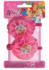 Набор из 2-х резинок для волос с кружевом, ярко-розовые, WINX (Росмэн, 21503ros)