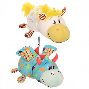 Плюшевая игрушка Вывернушка Ням-Ням 2-в-1 – Единорог с ароматом попкорна-Дракончик с ароматом фруктового мармелада, 35 см (1Toy, Т13915)