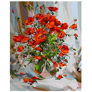 Раскраски по номерам - Букет маков 30 х 40 см. (Белоснежка, 035-AS)