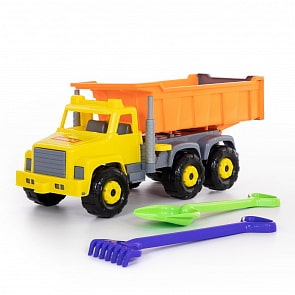 Автомобиль-самосвал Супергигант, лопата и грабли (Полесье, 5557) (ассортимент)