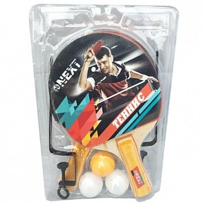 Набор для настольного тенниса Next, 2 ракетки, 3 шарика, сетка с креплениями (Next, NTS-2027Wsim)