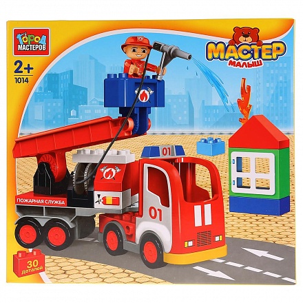 Конструктор - Большие кубики: Пожарная машина, 30 деталей 