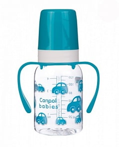 Бутылочка тритановая с ручками с силиконовой соской, 120 мл, 3+, бирюзовый (Canpol babies, 11/821_250930060) 