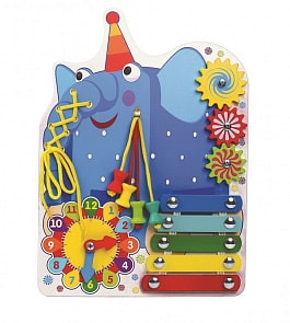 Бизиборд Слон Ду-ду с часами, деревянный (Деревяшки, 18WBB05)
