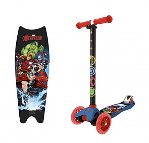 Самокат Marvel Мстители управление наклоном, PU колеса со светом (Navigator, Т14733)