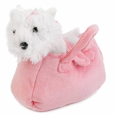 Мягкая игрушка - Собачка в розовой сумочке, 19 см 