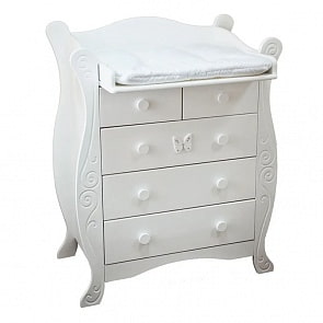 Комод с настилом Красная звезда С 577 резьба №11 накладка №3 бабочка, белый (Красная Звезда, КЗ-С577_белый)