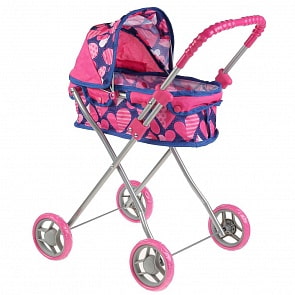 Коляска-люлька для кукол складная сердца в пакете (Карапуз, 63CA-20-C3)