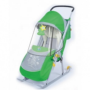Санки-коляска из серии Ника детям 4, модель 2015 (Ника, НД4_зеленые)