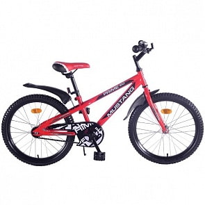 Велосипед подростковый Mustang, красно-черный, колеса диаметром  20 дюйм, V-тип, задний ножной тормоз, звонок  (Mustang, ST20115-V)