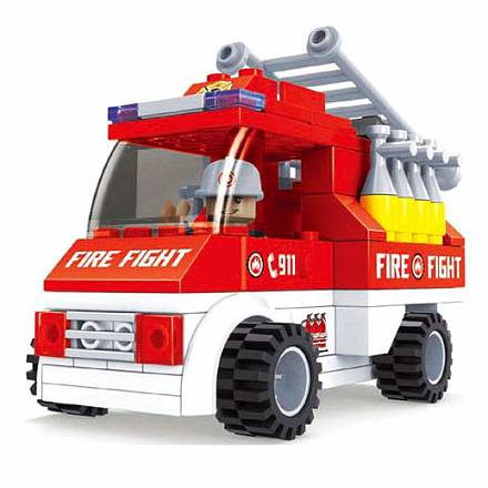 Конструктор Пожарная бригада. Пожарная машина с лестницей, 101 деталь 