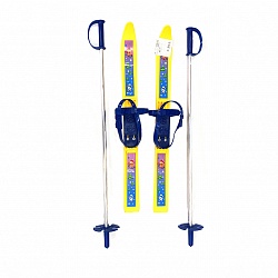 Лыжи детские Тяни-толкай - Олимпик-спорт с палками, желтый (RT, 7667) - миниатюра