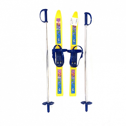 Лыжи детские Тяни-толкай - Олимпик-спорт с палками, желтый 