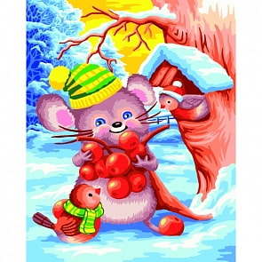 Рисование по номерам на холсте – Счастливый мышонок, размер 40 х 50 см (Фабрика Творчества, L033)