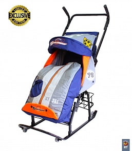 Санки-коляска Герда 42-Р5 с 4 колесиками и корзинкой «Тачки» Эксклюзив. Серый (RT, 3931RT)