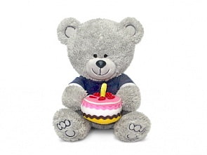 Мягкая игрушка - Медвежонок Ники с тортом, музыкальный, 21,5 см (Lava, Л8786K)