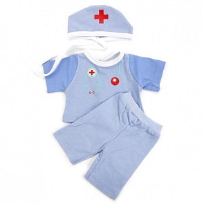 Комплект одежды для кукол - Костюм доктора, голубой, 40-42 см (Карапуз, OTF-1713sim)
