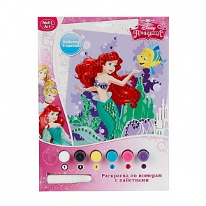 Набор для творчества Принцессы Disney - Раскраска по номерам с пайетками (Multiart, 6032PB-SQN-PRsim)