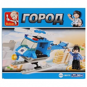 Конструктор - Полицейский вертолет с фигуркой, 85 деталей (Sluban, M38-B0175)