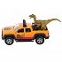 Машина Пикап 13,3 см с динозавром 9 см свет-звук двери и багажник открываются металлическая инерционная  - миниатюра №1