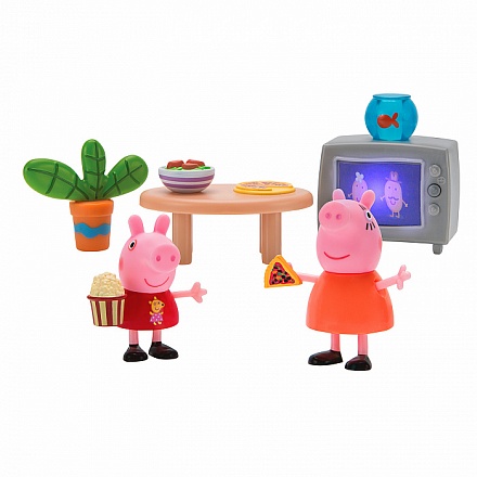 Игровой набор Peppa Pig – Пеппа и Мама смотрят фильмы, 5 предметов, свет 