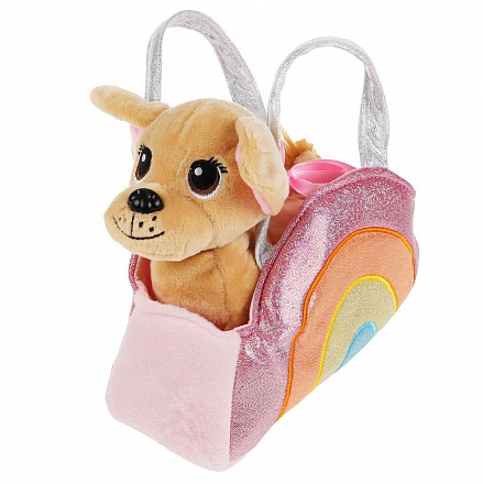 Мягкая игрушка Собачка в радужной сумочке 15 см 